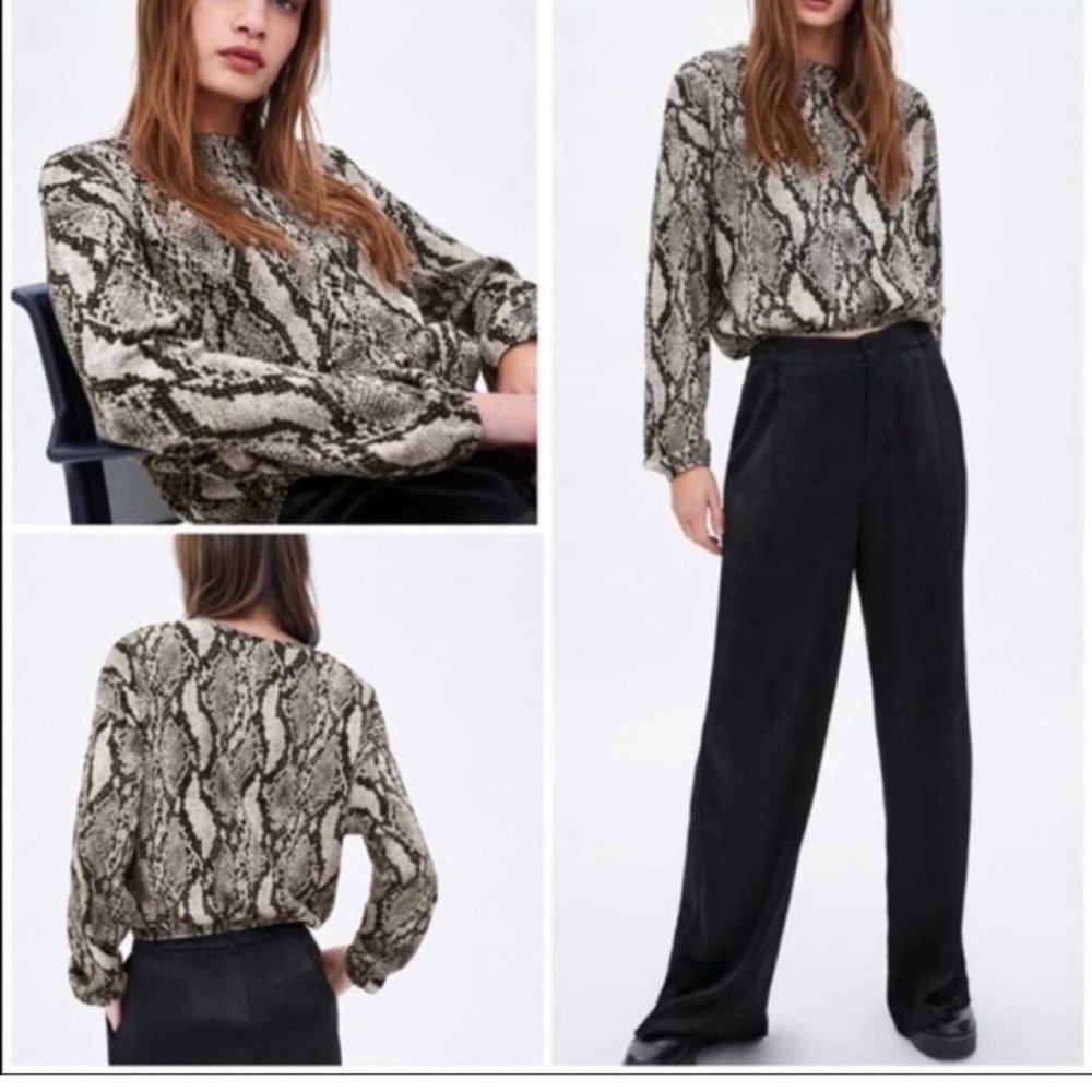 Zara snakeskin cinch waist sweater